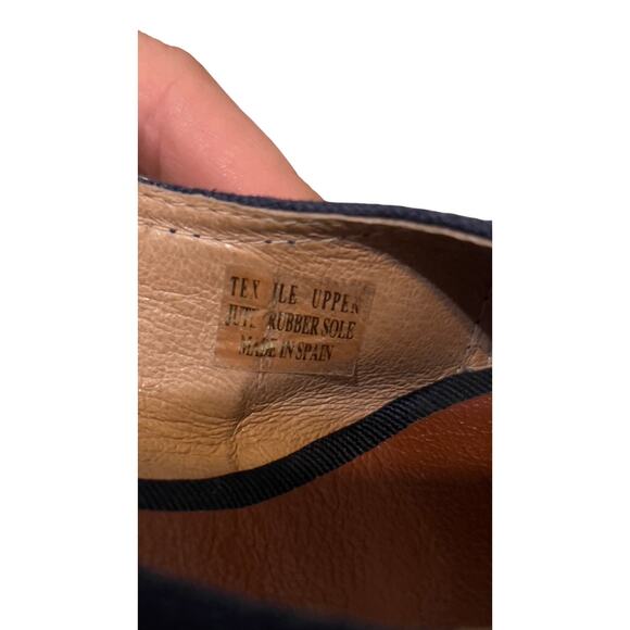 Brooks Brothers Navy & Pink Stripe Espadrille Wedge Heels SIZE 6.5 Made in Spain - Picture 6 of 11